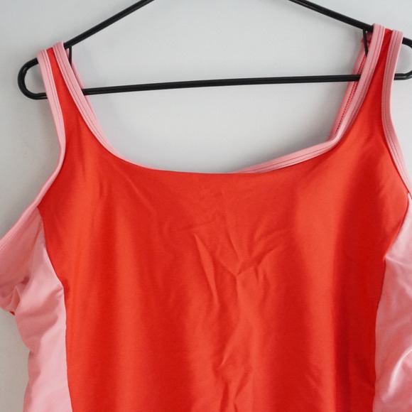 Lands End Womens One Piece Swimsuit Colorblock Coral Pink XX Large NWT - Picture 2 of 9